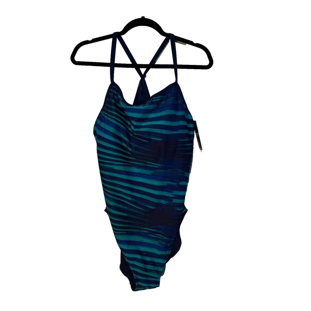 TYR Power Controlfit One Piece Swimsuit Palm Green Striped Size 20 P07014 NEW